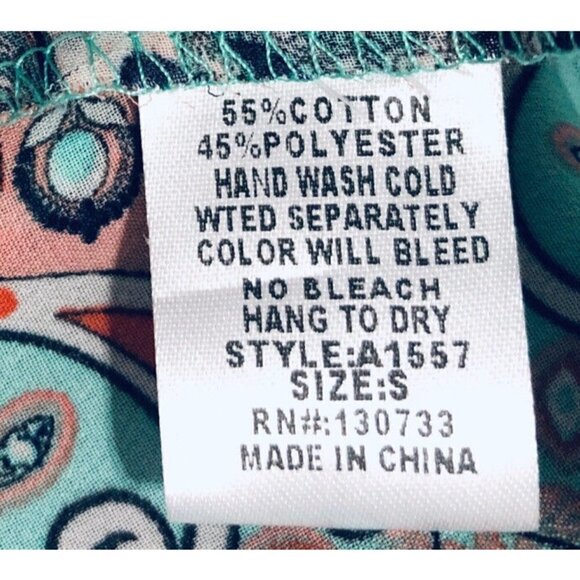 Umgee Womens Small Paisley Print Asymmetrical Hem Peasant Blouse Sheer Boho - Picture 6 of 6